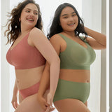 Sinvera Dikişsiz ve Desteksiz Büyük Beden Sütyen & Külot Takımı – Sarkan Göğüsleri Toparlayıcı Rahat Kalıp, M–5XL (40–120 kg)