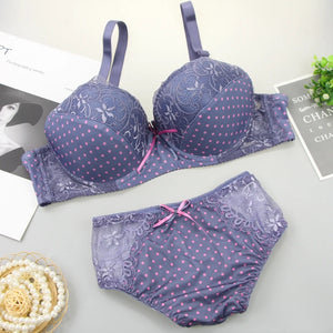 Plus Size Lace Push-Up Bra & Panty Set – Padded BCDE Cup Lingerie for Women