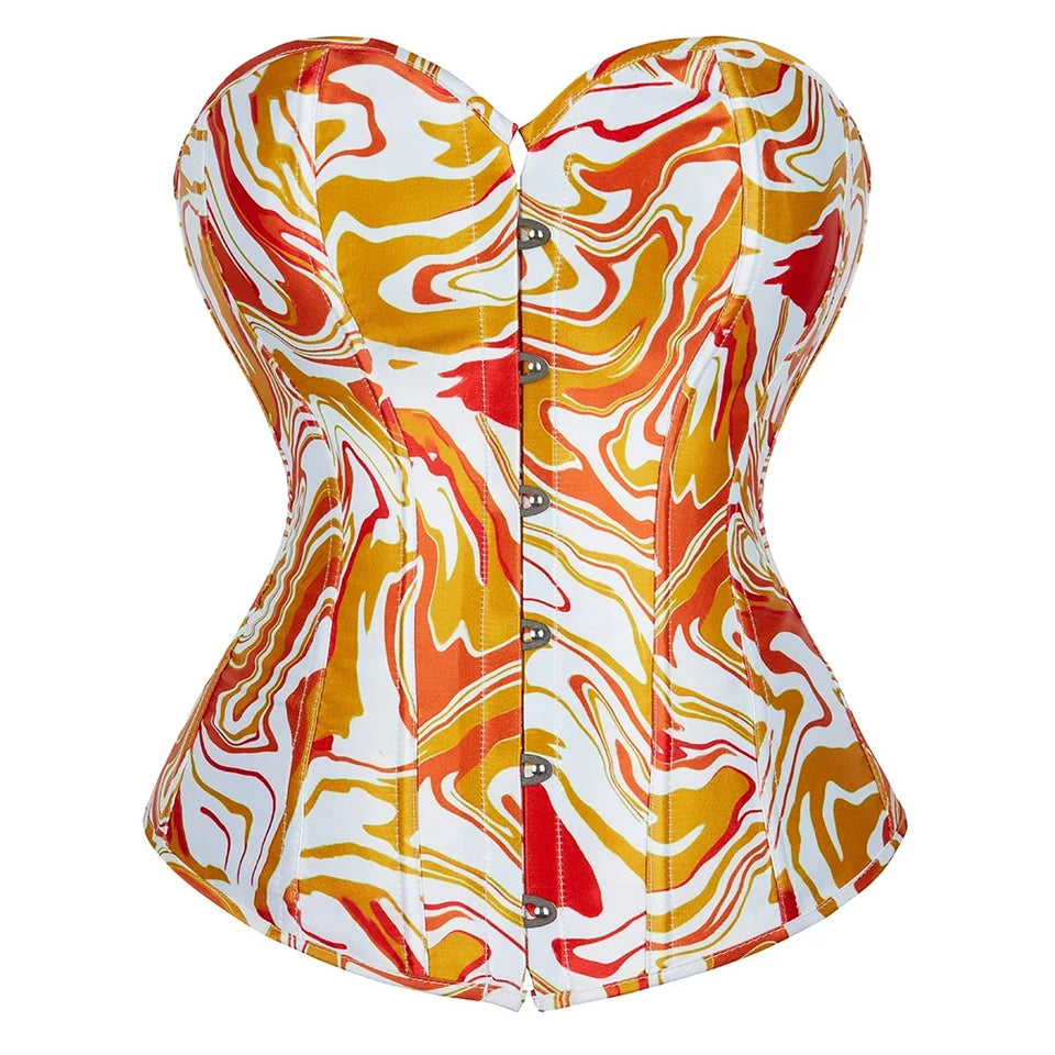 Sinvera Curve™ Plus Size Overbust Corset – Shaping Lace-Up Bustier with Bold Graffiti Design