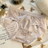 Sinvera Plus Size Mesh Satin Mid Waist Panties – Lightweight, Breathable, Sexy Design (L-2XL)