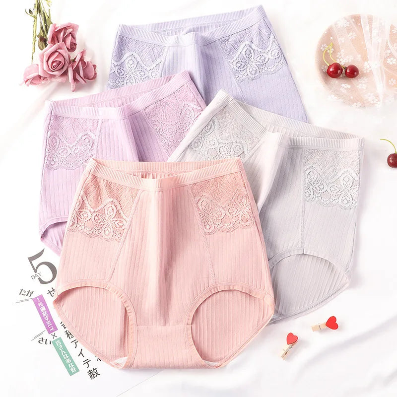 Sinvera™ High Waist Lace Cotton Briefs – Breathable Plus Size 6XL Shaping Panty for Women