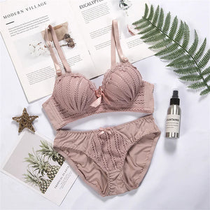 Lace Wireless Bra & Panty Set – Push-Up, Soft and Comfortable Lingerie