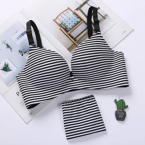 Seamless Wireless Push-Up Bra & Panty Set – 3/4 Cup, Adjustable Straps