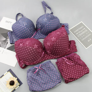 Plus Size Lace Push-Up Bra & Panty Set – Padded BCDE Cup Lingerie for Women