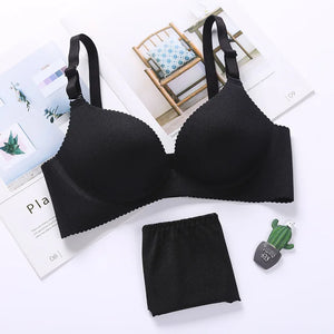 Seamless Wireless Push-Up Bra & Panty Set – 3/4 Cup, Adjustable Straps