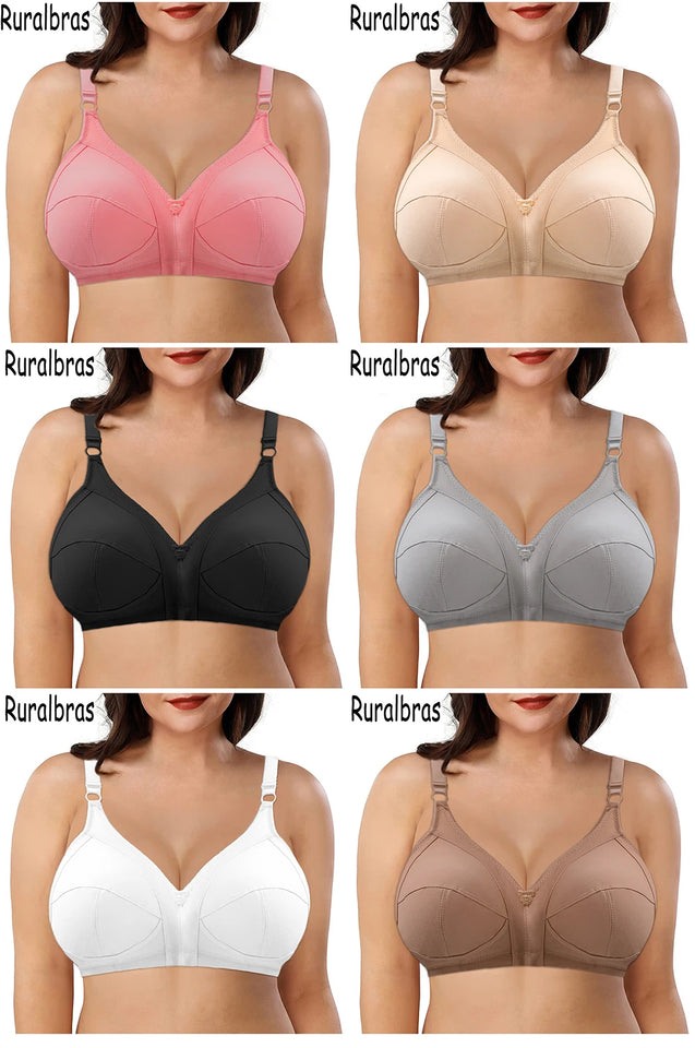 Sinvera Plus Size Wireless Cotton Lace Bra – Deep V, Soft & Supportive, C to G Cup
