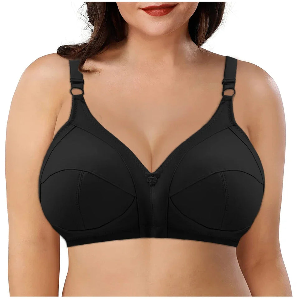 Sinvera Plus Size Wireless Cotton Lace Bra – Deep V, Soft & Supportive, C to G Cup
