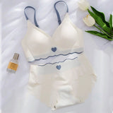 Seamless Ice Silk Lingerie Set with Heart Detail – Soft & Elegant Comfort