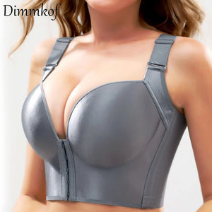 Sinvera Plus Size Deep Cup Shaping Bra – Front Closure, Full Coverage, Wireless Comfort