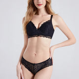Sinvera Elegant Full Coverage Lace Bra & Panty Set – Wireless, Plus Size Support, BCDE Cups (34–44 Band)