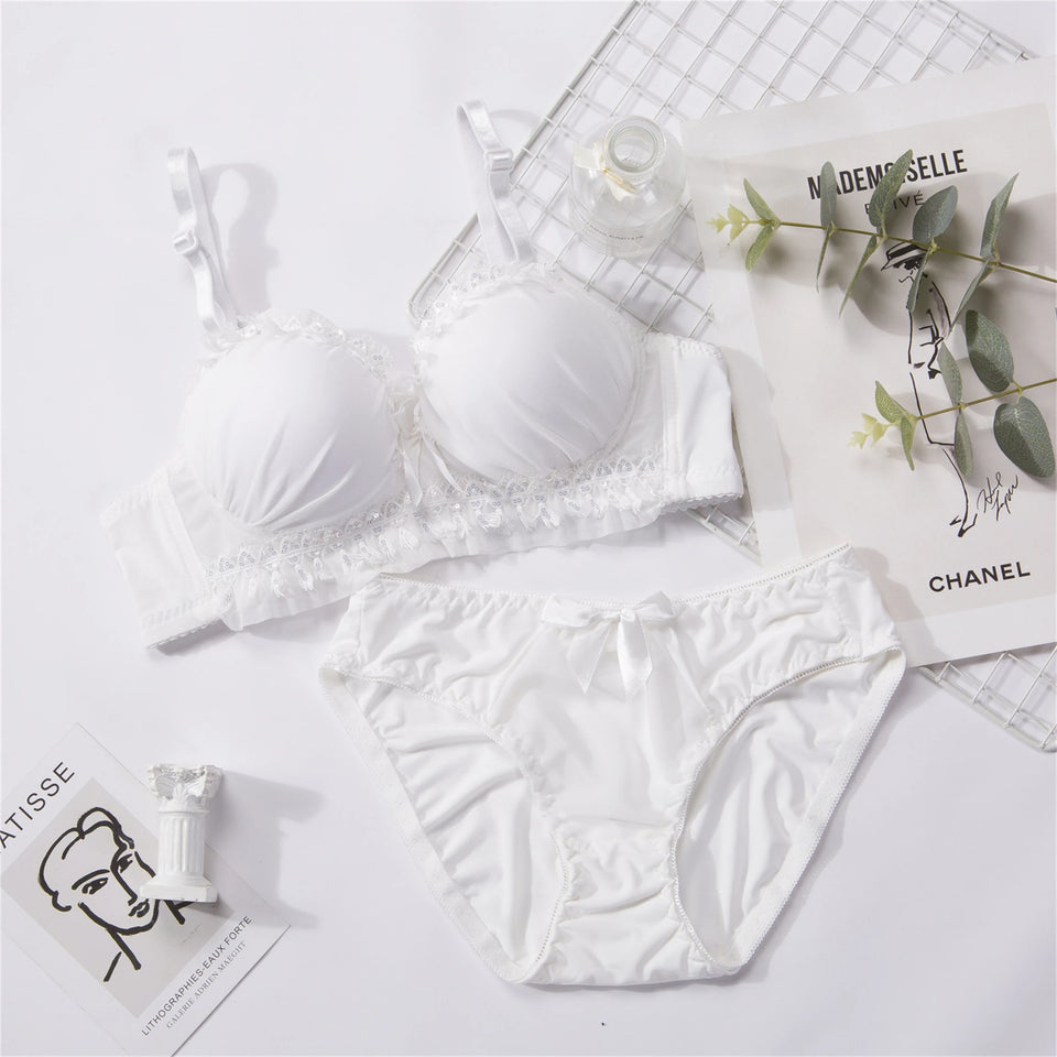 Soft Wireless Push-Up Lingerie Set with Adjustable Straps – Comfortable Everyday Bra & Panty Set