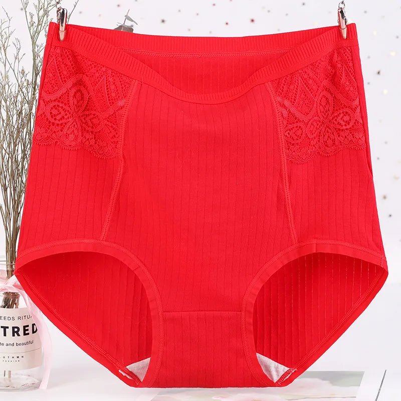 Sinvera™ High Waist Lace Cotton Briefs – Breathable Plus Size 6XL Shaping Panty for Women
