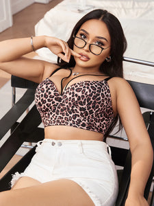 Sinvera Full Figure Push-Up Leopard Bra – Plus Size Half Cup Supportive Lingerie (90D-110D)