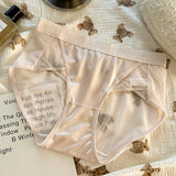 Sinvera Plus Size Mesh Satin Mid Waist Panties – Lightweight, Breathable, Sexy Design (L-2XL)