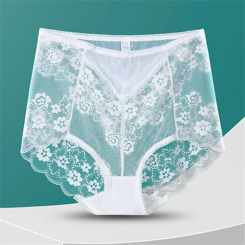 Sinvera Plus Size Lace Brief – High Waist Transparent Comfort Panty for Women